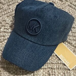 Michael Kors Chambray Denim Spring MK Baseball Hat NEW